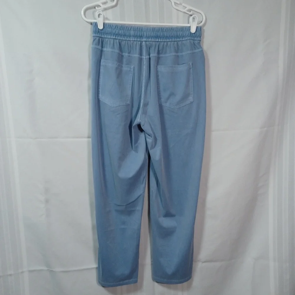 Comfijeans Jogger Pants Womens 28 Light Blue Elastic Waist Drawstring Casual New